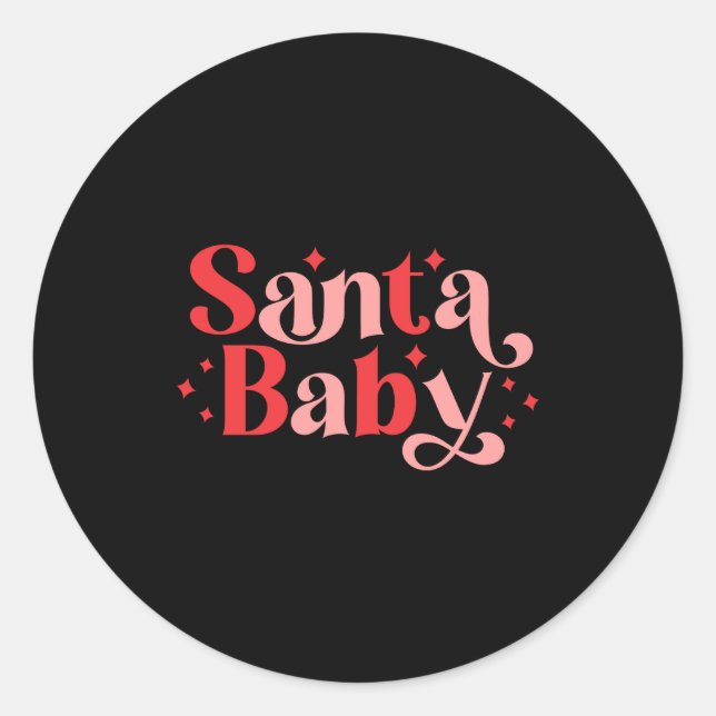 Sticker Rond Santa Baby Retro Christmas Tygraphy  (Devant)