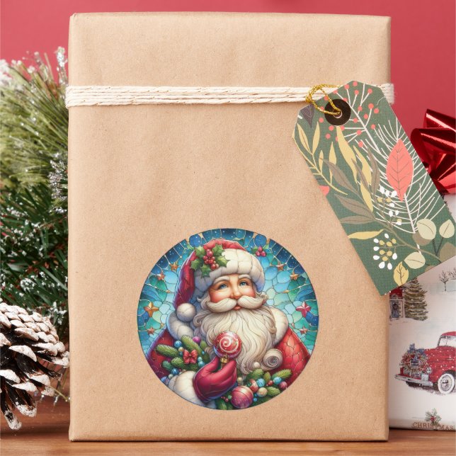 Sticker Rond Santa Claus en verre (vacances)