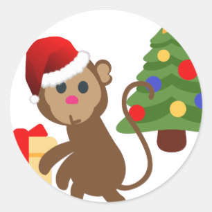 Sticker Rond santa claus monkey emoji