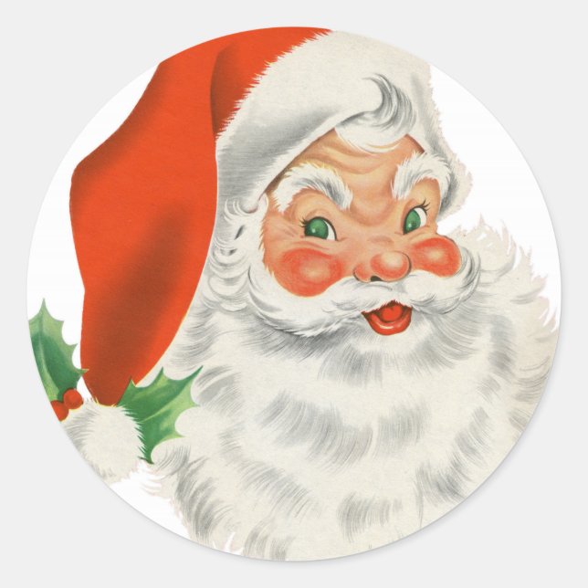 Sticker Rond Santa Claus rétro vintage (Devant)