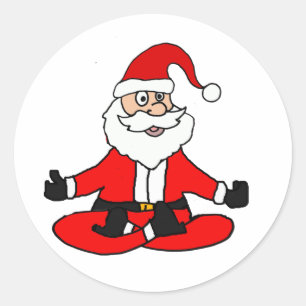 Sticker Rond Santa Claus sympa faisant du yoga Noël