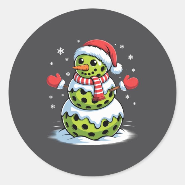 Sticker Rond Santa Hat Ckleball Snowman Christmas Men Women Kid (Devant)