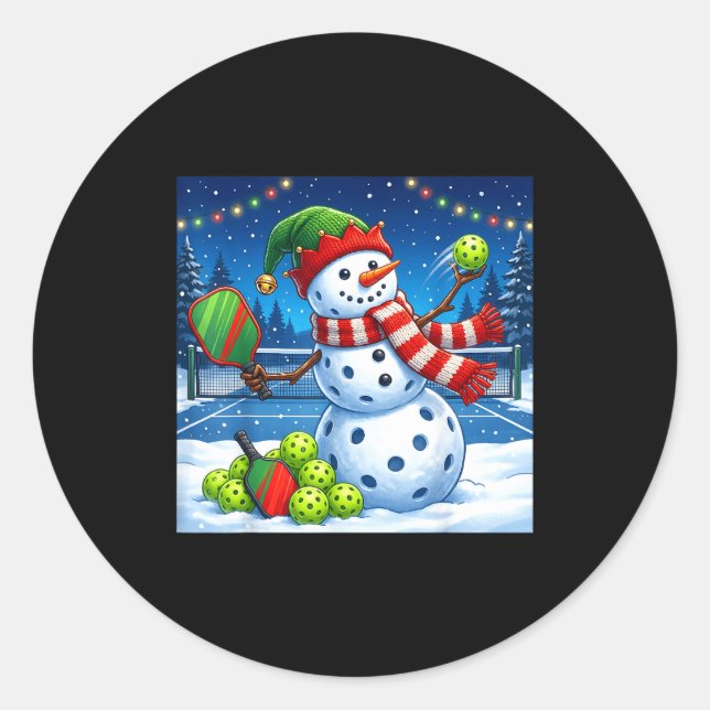Sticker Rond Santa Hat Snowman Xmas Funny Ckleball Christmas  (Devant)