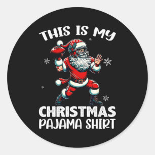 Sticker Rond Santa jouant au football américain, c'est mon Chri