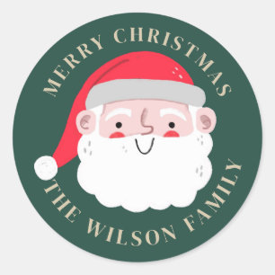 Sticker Rond Santa Mignon Joyeux Noël Vacances