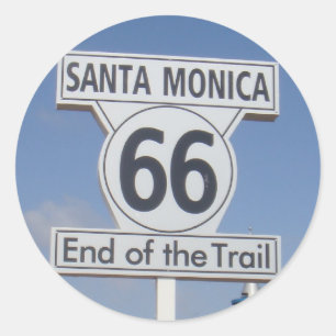 Sticker Rond Santa Monica, la Californie - droite 66