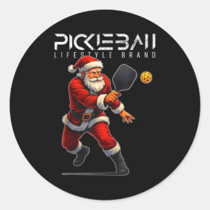 Sticker Rond Santa pickleball balançoire raquette Noël vacances