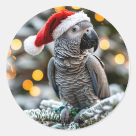 Sticker Rond Santa’s Little African Grey Helper