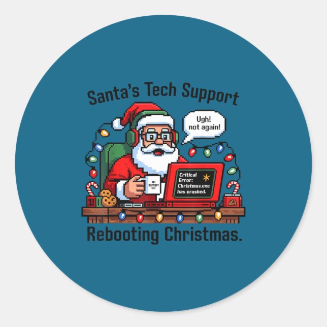 Sticker Rond Santa s Rebooting Support Tech Club (Devant)