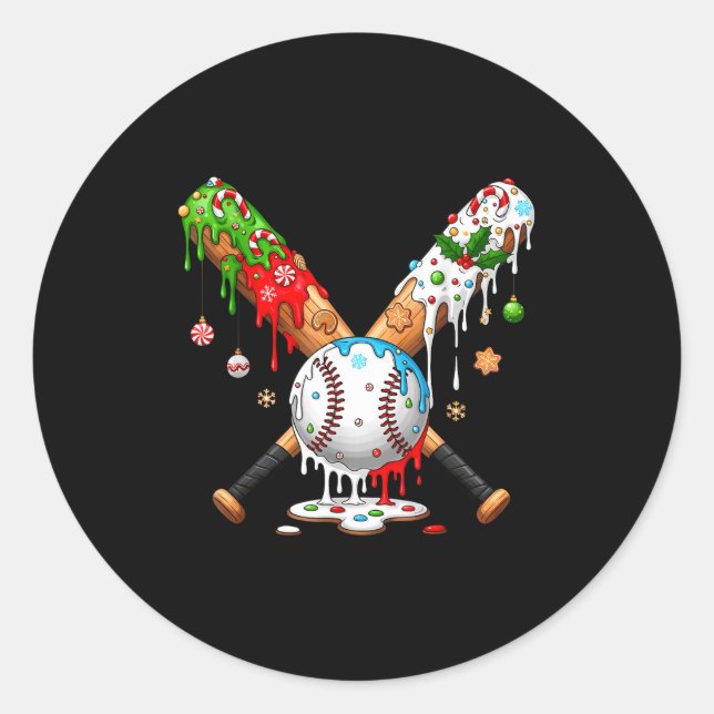 Sticker Rond Santa Srts Design For Men Boys Christmas Baseball  (Devant)