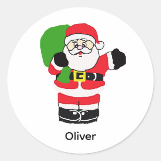 Sticker Rond Santa Waving Personalized with Name