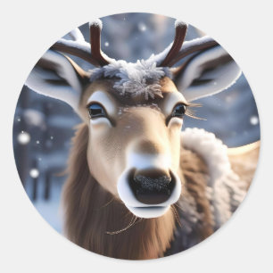 Sticker Rond Santas Assez Près Du Rindeer,