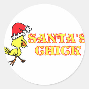 Sticker Rond Santas Chick