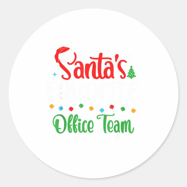 Sticker Rond Santa's Favorite Office Team Christmas Lights Sant (Devant)