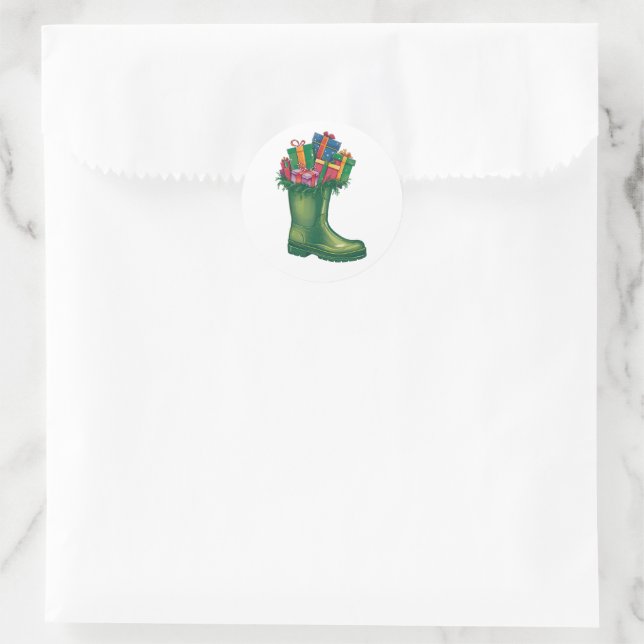 Sticker Rond Santa's New Boots (Sac)