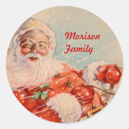 Sticker Rond Santas Sleigh Ride Nom de famille Enveloppe Sceau