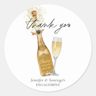 Sticker Rond Santé Champagne Fiançailles Merci