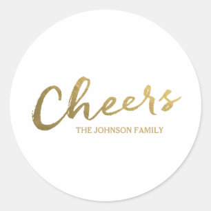 Sticker Rond Santé   Gold Script Holiday
