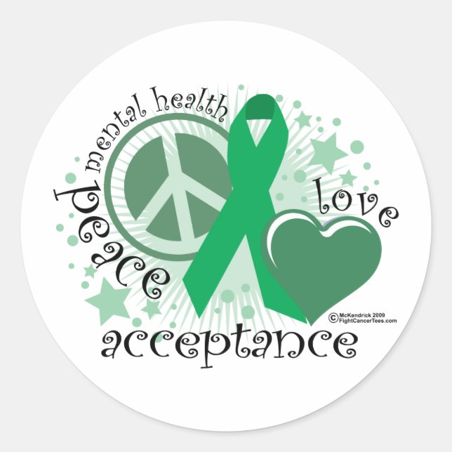 Sticker Rond Santé mentale Paix Acceptation de l'amour (Devant)