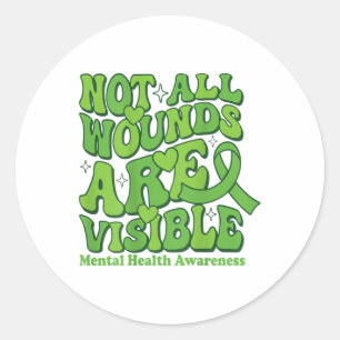 Sticker Rond Santé mentale Pas toutes les blessures Visible San