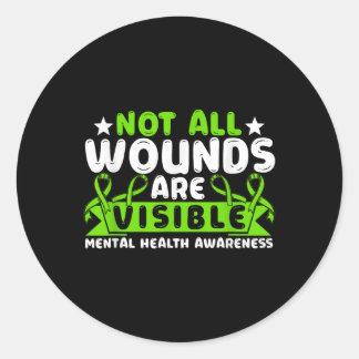 Sticker Rond Santé mentale Pas toutes les blessures Visible San