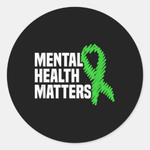 Sticker Rond Santé mentale S Ruban vert Sensibilisation en sant