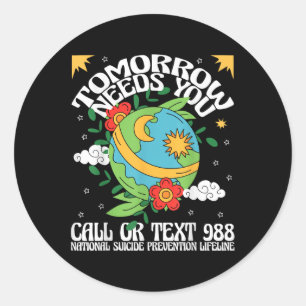 Sticker Rond Santé Mentale super S Soit Sentir Auto-Soins Rétro