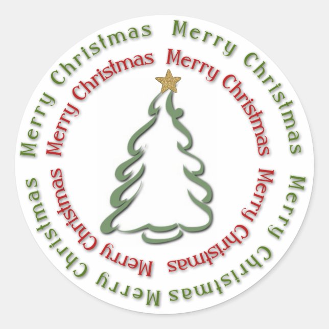 Sticker Rond Sapin de Noël Joyeux (Devant)