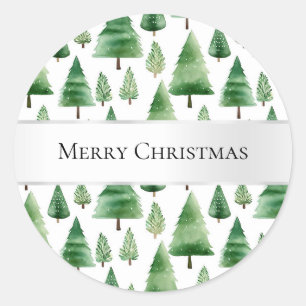 Sticker Rond Sapins de Noël verts