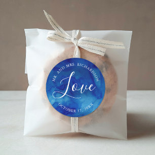 Sticker Rond Sapphire Tide Love Monogramme Mariage Faveur