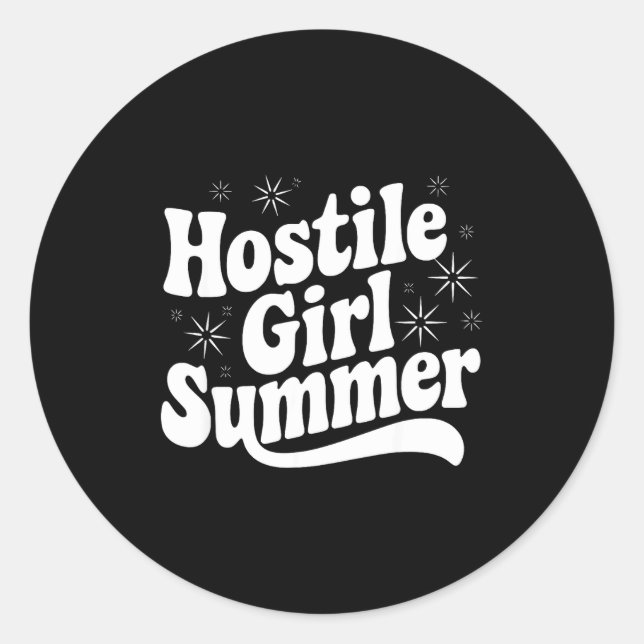 Sticker Rond Sarcastic Quote Retro Saying Hostile Girl Summer B (Devant)