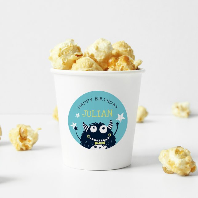 Sticker Rond Sarcelle | Petit Monster Anniversaire de enfant pe (Créateur téléchargé)