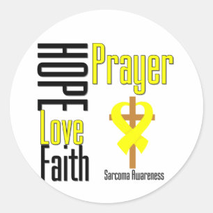Sticker Rond Sarcoma Hope Love Faith Prière Croix