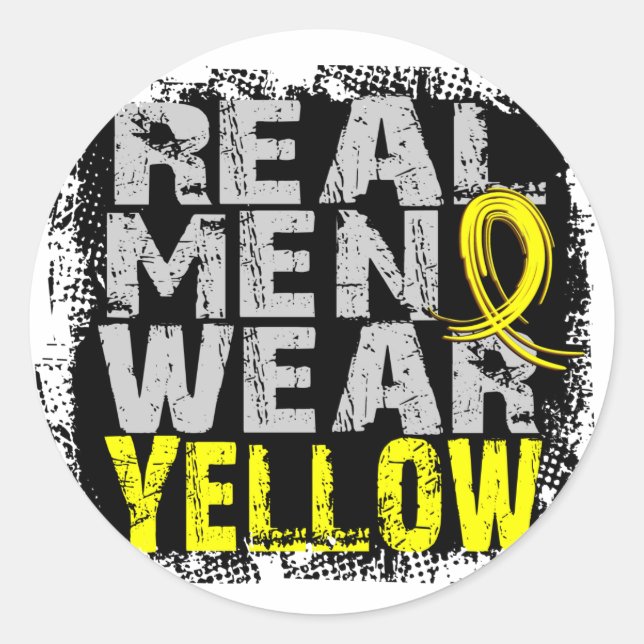 Sticker Rond Sarcoma Les vrais Hommes Portent Jaune (Devant)