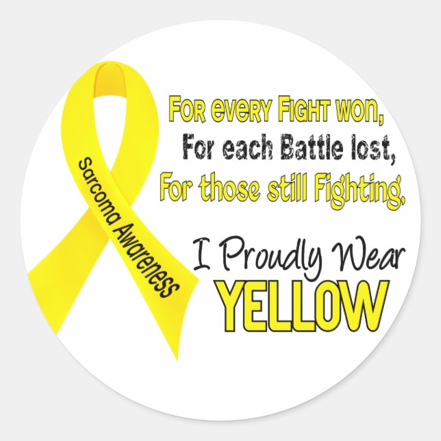 Sticker Rond Sarcome Je Porte Fièrement Jaune 1 (Devant)