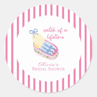 Sticker Rond Sardines fête de mariage rose, prise d'une vie