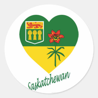 Sticker Rond Saskatchewan Coeur drapeau avec nom