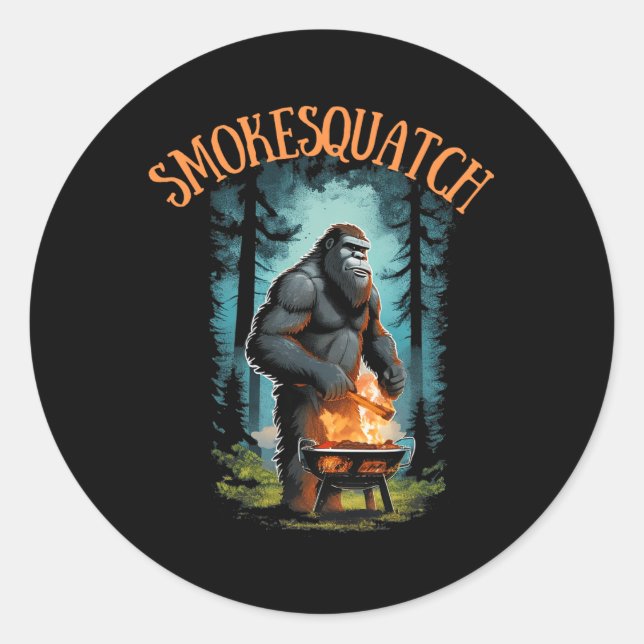 Sticker Rond Sasquatch Grill Bigfoot Pitmaster Grill Bbq Smo (Devant)