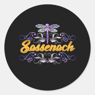 Sticker Rond Sassenach Outlander Blue Dragonfly