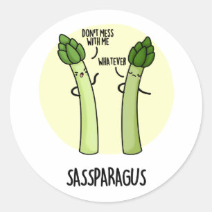 Sticker Rond Sassparagus Funny Asparagus Vegetable Pun