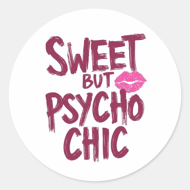 Sticker Rond Sassy Girly Humor with Pink Lips (Devant)