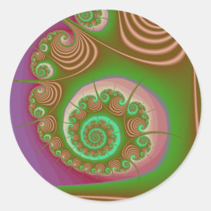 Sticker Rond Satin Coquille Spirale Fractale