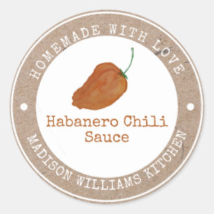Sticker Rond Sauce chili Habanero maison   Orange Chili