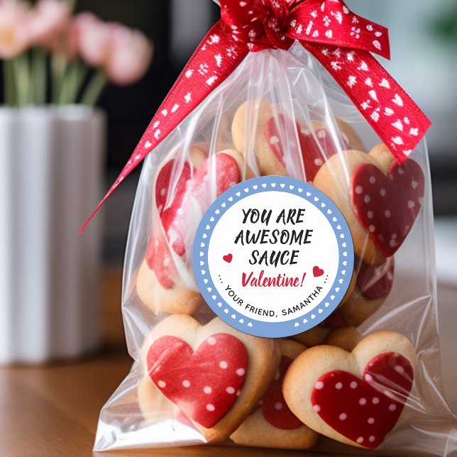 Sticker Rond Sauce incroyable Valentine Favoriser (Awesome Sauce Valentine Favor Classic Round Sticker)