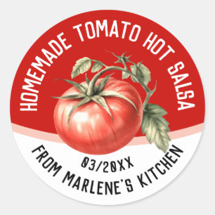 Sticker Rond Sauce piquante aux tomates maison avec tomate roug