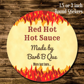 Sticker Rond Sauce piquante BBQ rétro personnalisée Red Flames