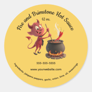 Sticker Rond Sauce piquante diable Feu et Soufre modifiable