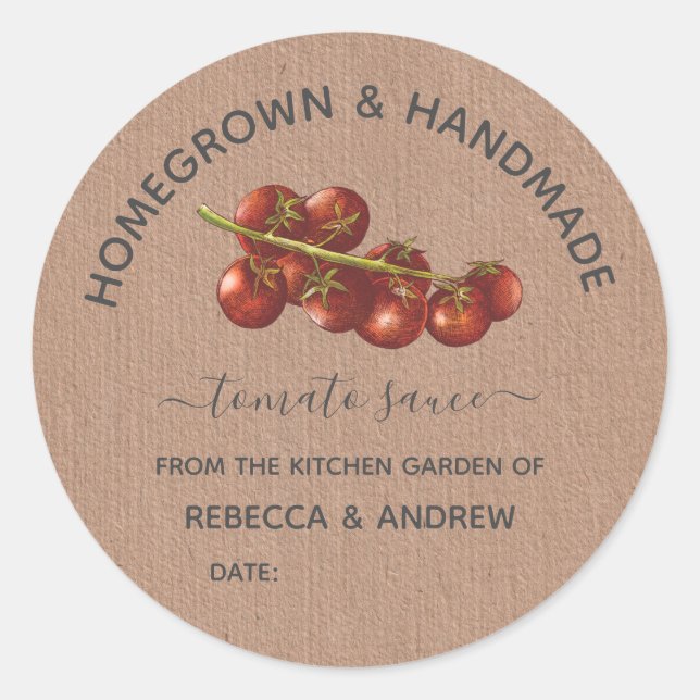 Sticker Rond Sauce tomate artisanale et artisanale Kraft Papier (Devant)