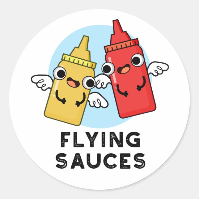 Sticker Rond Sauces volantes Funny Food Pun (Devant)
