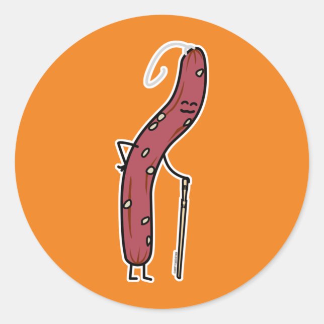 Sticker Rond Saucisse sèche chinoise gras vieilli Cantonese Lap (Devant)
